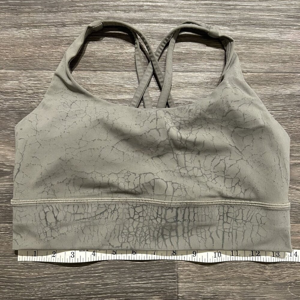 Lululemon Energy Longline Bra Medium Support Size 8 Gray Thread Dye Rover Black - Picture 5 of 10